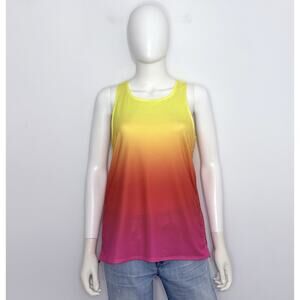 Lucky In Love Womens Tank Top M 8-10 Yellow Rad Pink String Racerback Tennis